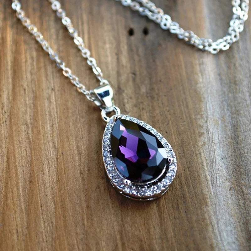 Necklace Waterdrop Purple Jewelry