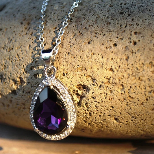 Necklace Waterdrop Purple  Jewelry