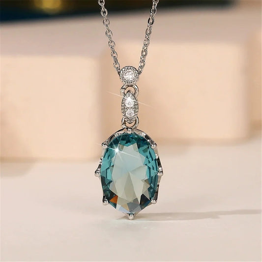 Necklace Crystal White Blue
