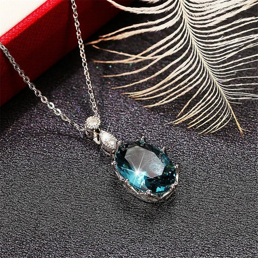Necklace Crystal White Blue