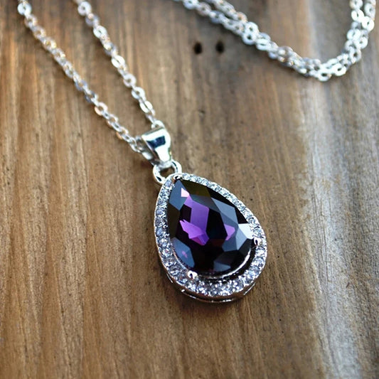 Necklace Waterdrop Purple  Jewelry